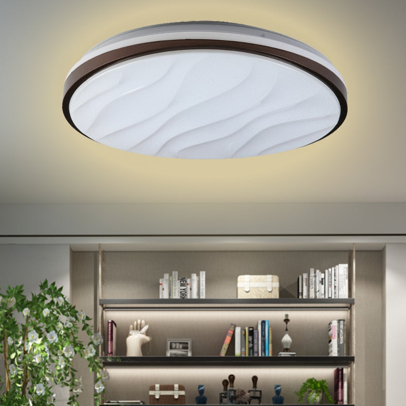 Round and Wave Bedroom Flush Mount Acrylic 16"/19.5" Dia LED Modernist Ceiling Flush in Black, Warm/White Light Clearhalo 'Ceiling Lights' 'Close To Ceiling Lights' 'Close to ceiling' 'Flush mount' Lighting' 732695