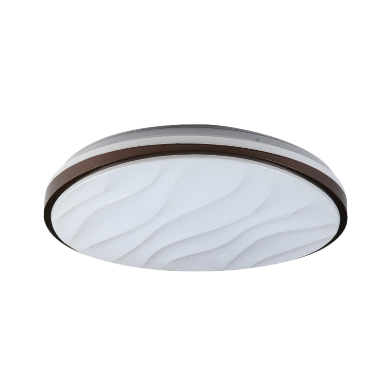 Round and Wave Bedroom Flush Mount Acrylic 16"/19.5" Dia LED Modernist Ceiling Flush in Black, Warm/White Light Clearhalo 'Ceiling Lights' 'Close To Ceiling Lights' 'Close to ceiling' 'Flush mount' Lighting' 732696