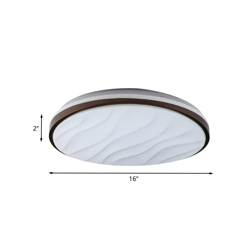 Round and Wave Bedroom Flush Mount Acrylic 16"/19.5" Dia LED Modernist Ceiling Flush in Black, Warm/White Light Clearhalo 'Ceiling Lights' 'Close To Ceiling Lights' 'Close to ceiling' 'Flush mount' Lighting' 732698