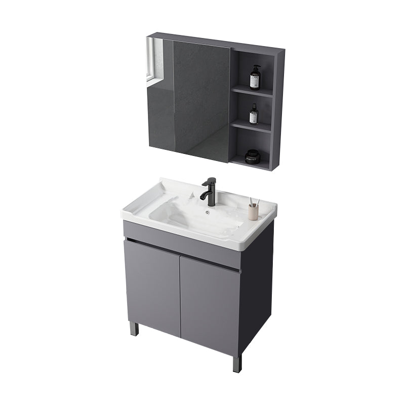 Modern Ceramic Rectangular Vanity Sink Single-Sink Freestanding Vanity Set Vanity & Faucet & Mirror Cabinet Washboard Not Included Clearhalo 'Bathroom Remodel & Bathroom Fixtures' 'Bathroom Vanities' 'bathroom_vanities' 'Home Improvement' 'home_improvement' 'home_improvement_bathroom_vanities' 7327163