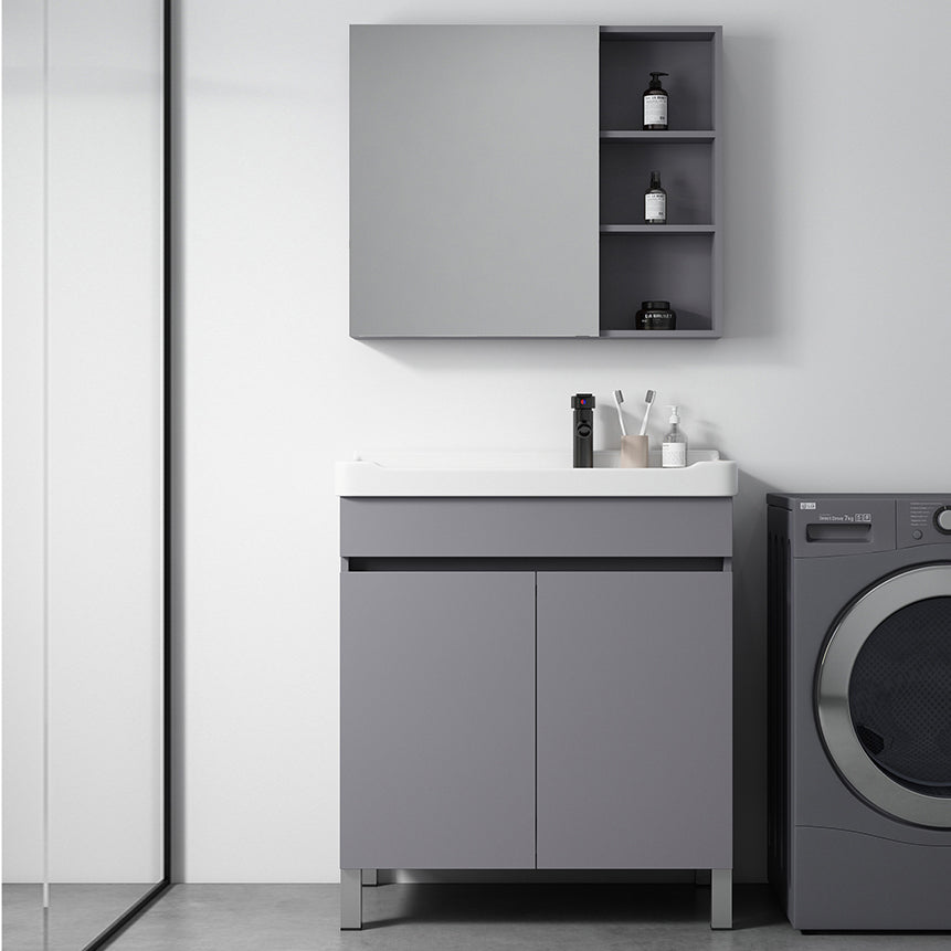 Modern Ceramic Rectangular Vanity Sink Single-Sink Freestanding Vanity Set Clearhalo 'Bathroom Remodel & Bathroom Fixtures' 'Bathroom Vanities' 'bathroom_vanities' 'Home Improvement' 'home_improvement' 'home_improvement_bathroom_vanities' 7327165