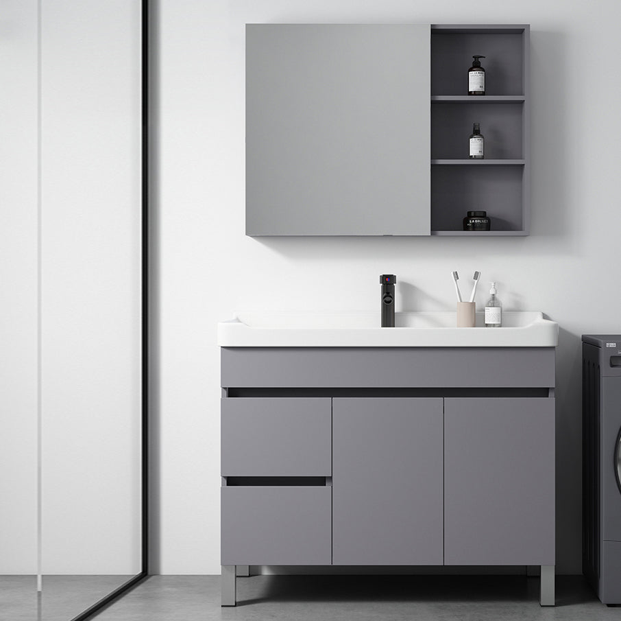 Modern Ceramic Rectangular Vanity Sink Single-Sink Freestanding Vanity Set Clearhalo 'Bathroom Remodel & Bathroom Fixtures' 'Bathroom Vanities' 'bathroom_vanities' 'Home Improvement' 'home_improvement' 'home_improvement_bathroom_vanities' 7327167