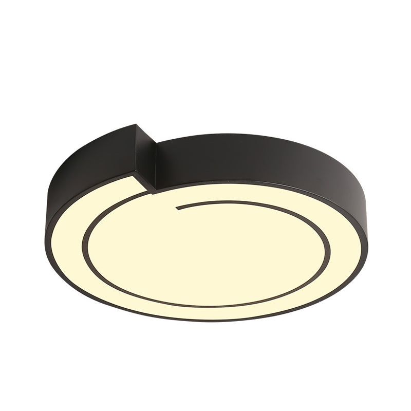 Whistling Flushmount Lighting Modernist Acrylic White/Black 18"/21.5" W LED Ceiling Lamp Fixture for Bedroom in Warm/White Light Clearhalo 'Ceiling Lights' 'Close To Ceiling Lights' 'Close to ceiling' 'Flush mount' Lighting' 732717