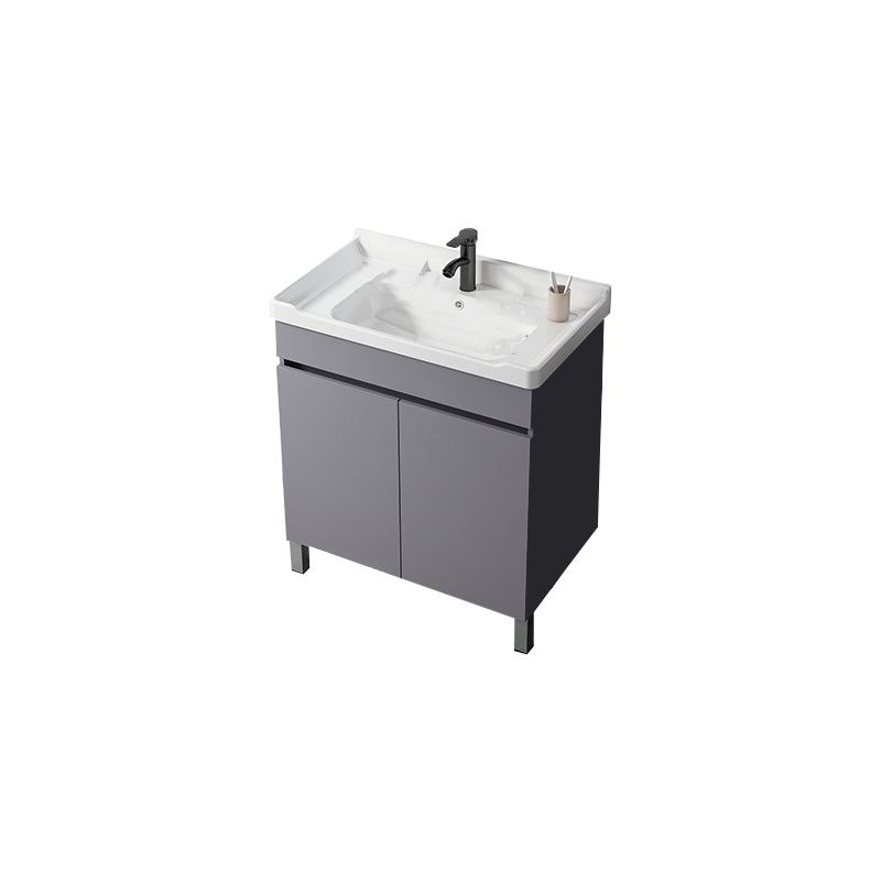 Modern Ceramic Rectangular Vanity Sink Single-Sink Freestanding Vanity Set Vanity & Faucet Washboard Not Included Clearhalo 'Bathroom Remodel & Bathroom Fixtures' 'Bathroom Vanities' 'bathroom_vanities' 'Home Improvement' 'home_improvement' 'home_improvement_bathroom_vanities' 7327170