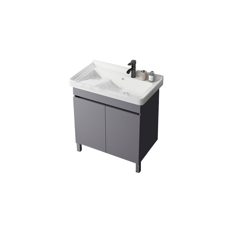 Modern Ceramic Rectangular Vanity Sink Single-Sink Freestanding Vanity Set Vanity & Faucet Washboard Included Clearhalo 'Bathroom Remodel & Bathroom Fixtures' 'Bathroom Vanities' 'bathroom_vanities' 'Home Improvement' 'home_improvement' 'home_improvement_bathroom_vanities' 7327174