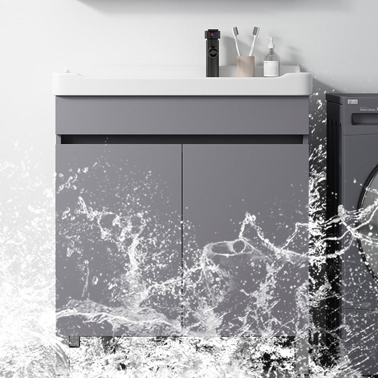 Modern Ceramic Rectangular Vanity Sink Single-Sink Freestanding Vanity Set Clearhalo 'Bathroom Remodel & Bathroom Fixtures' 'Bathroom Vanities' 'bathroom_vanities' 'Home Improvement' 'home_improvement' 'home_improvement_bathroom_vanities' 7327175