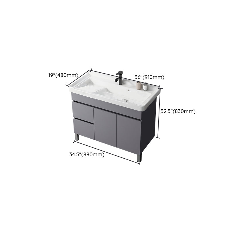 Modern Ceramic Rectangular Vanity Sink Single-Sink Freestanding Vanity Set Clearhalo 'Bathroom Remodel & Bathroom Fixtures' 'Bathroom Vanities' 'bathroom_vanities' 'Home Improvement' 'home_improvement' 'home_improvement_bathroom_vanities' 7327180