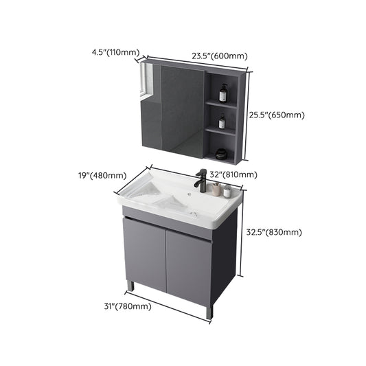 Modern Ceramic Rectangular Vanity Sink Single-Sink Freestanding Vanity Set Clearhalo 'Bathroom Remodel & Bathroom Fixtures' 'Bathroom Vanities' 'bathroom_vanities' 'Home Improvement' 'home_improvement' 'home_improvement_bathroom_vanities' 7327189