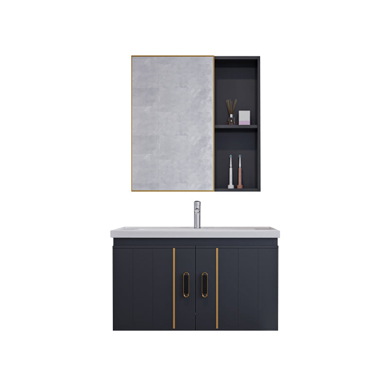 Glam Single Wall Mount Sink Vanity Gray Metal Base Rectangular Vanity Set Clearhalo 'Bathroom Remodel & Bathroom Fixtures' 'Bathroom Vanities' 'bathroom_vanities' 'Home Improvement' 'home_improvement' 'home_improvement_bathroom_vanities' 7327205