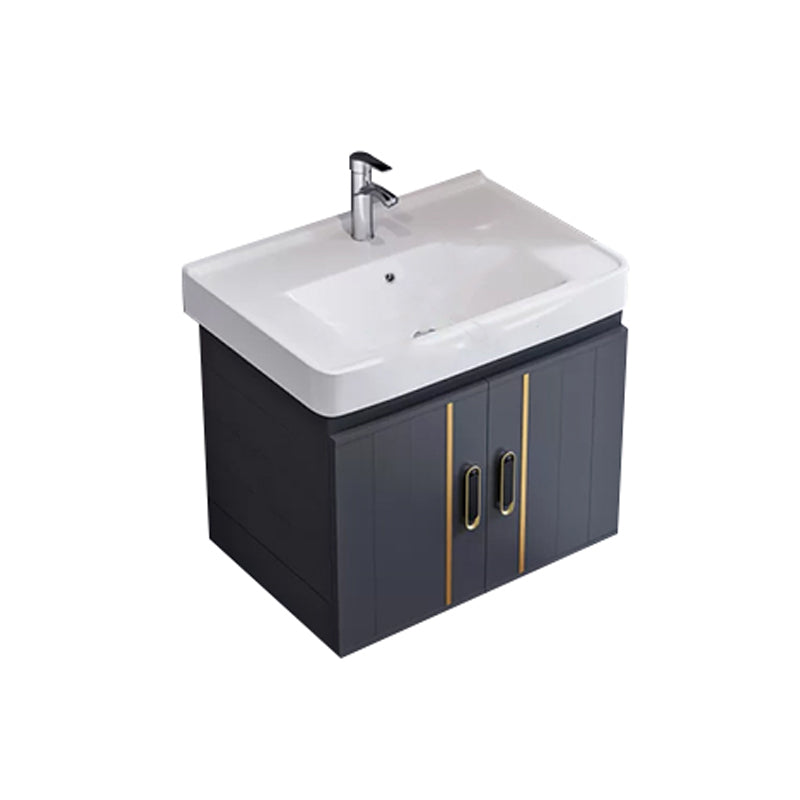 Glam Single Wall Mount Sink Vanity Gray Metal Base Rectangular Vanity Set Vanity & Faucet 20"L x 14"W x 16"H Mirror Not Included Clearhalo 'Bathroom Remodel & Bathroom Fixtures' 'Bathroom Vanities' 'bathroom_vanities' 'Home Improvement' 'home_improvement' 'home_improvement_bathroom_vanities' 7327226