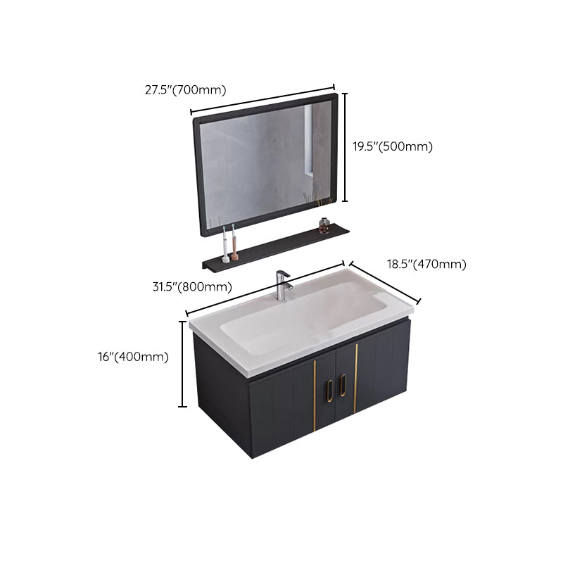 Glam Single Wall Mount Sink Vanity Gray Metal Base Rectangular Vanity Set Clearhalo 'Bathroom Remodel & Bathroom Fixtures' 'Bathroom Vanities' 'bathroom_vanities' 'Home Improvement' 'home_improvement' 'home_improvement_bathroom_vanities' 7327236