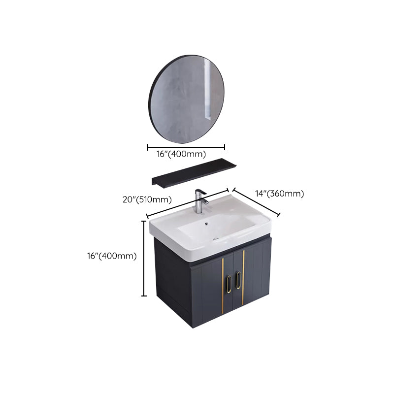 Glam Single Wall Mount Sink Vanity Gray Metal Base Rectangular Vanity Set Clearhalo 'Bathroom Remodel & Bathroom Fixtures' 'Bathroom Vanities' 'bathroom_vanities' 'Home Improvement' 'home_improvement' 'home_improvement_bathroom_vanities' 7327238