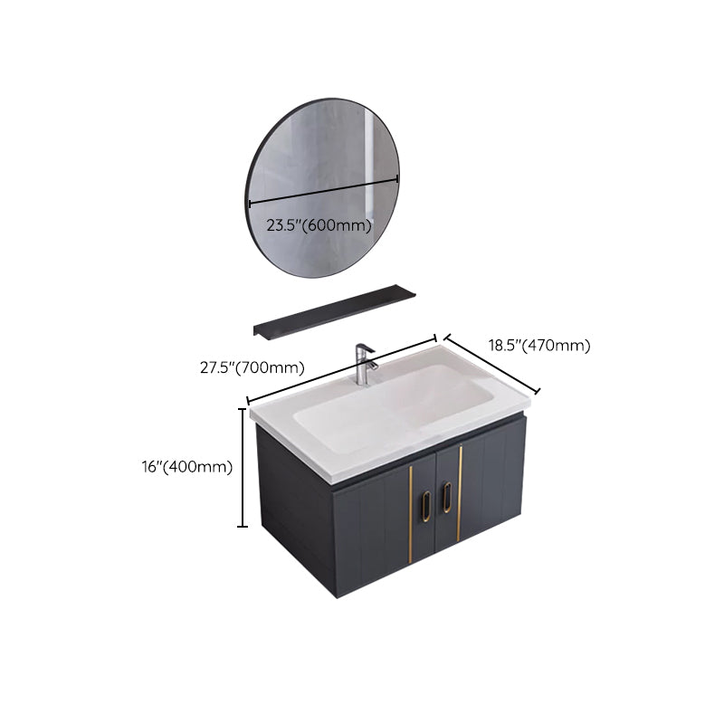 Glam Single Wall Mount Sink Vanity Gray Metal Base Rectangular Vanity Set Clearhalo 'Bathroom Remodel & Bathroom Fixtures' 'Bathroom Vanities' 'bathroom_vanities' 'Home Improvement' 'home_improvement' 'home_improvement_bathroom_vanities' 7327240