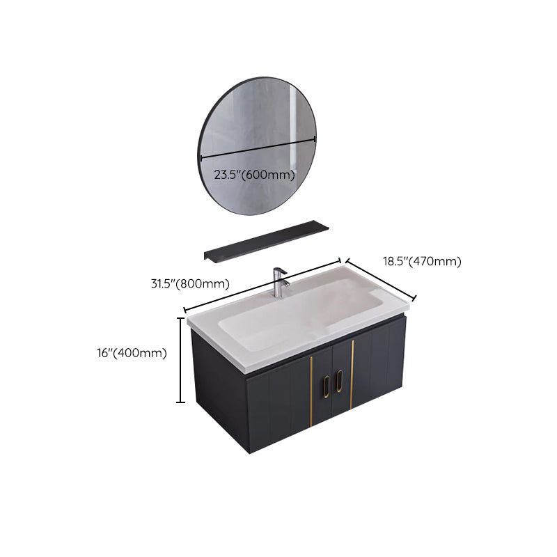 Glam Single Wall Mount Sink Vanity Gray Metal Base Rectangular Vanity Set Clearhalo 'Bathroom Remodel & Bathroom Fixtures' 'Bathroom Vanities' 'bathroom_vanities' 'Home Improvement' 'home_improvement' 'home_improvement_bathroom_vanities' 7327241