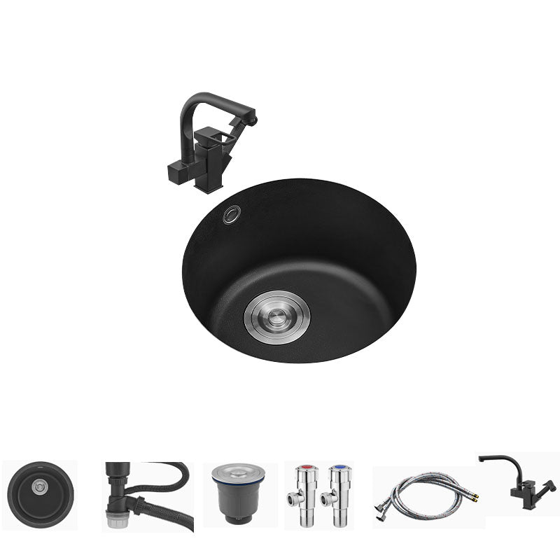 Undermount Kitchen Bar Sink Quartz Round Shape Kitchen Bar Sink Sink with Faucet Robot Faucet Clearhalo 'Home Improvement' 'home_improvement' 'home_improvement_kitchen_sinks' 'Kitchen Remodel & Kitchen Fixtures' 'Kitchen Sinks & Faucet Components' 'Kitchen Sinks' 'kitchen_sinks' 7327568