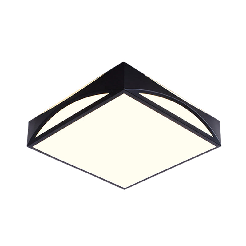 White/Black Squared Box Flush Mount Light Minimalist 18.5"/22.5" W LED Metallic Ceiling Lamp in White/Warm Light Clearhalo 'Ceiling Lights' 'Close To Ceiling Lights' 'Close to ceiling' 'Flush mount' Lighting' 732757