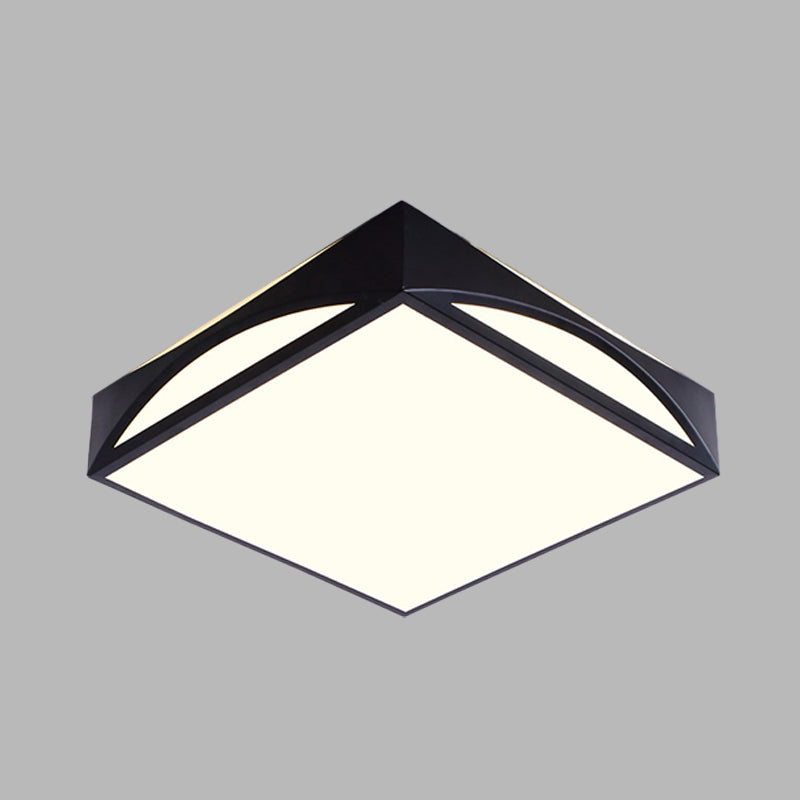 White/Black Squared Box Flush Mount Light Minimalist 18.5"/22.5" W LED Metallic Ceiling Lamp in White/Warm Light Clearhalo 'Ceiling Lights' 'Close To Ceiling Lights' 'Close to ceiling' 'Flush mount' Lighting' 732758