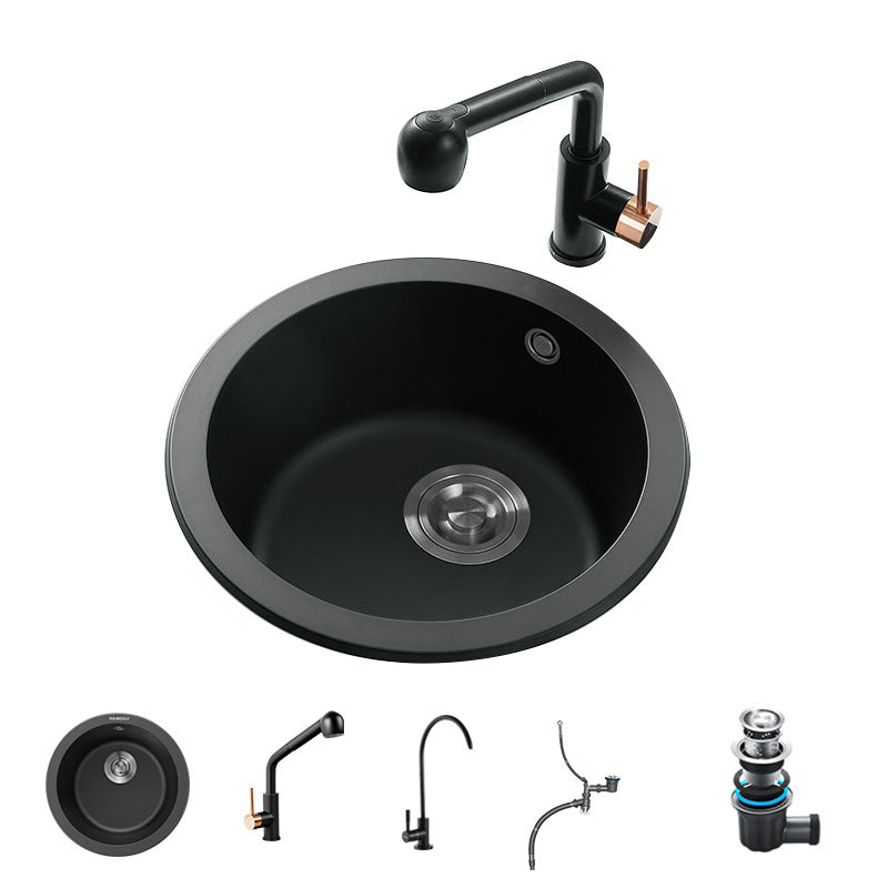 Drop-In Kitchen Bar Sink Single Bowl Quartz Kitchen Bar Sink Black Sink with Faucet Tobacco Pull Out Water Filter Double Faucet Clearhalo 'Home Improvement' 'home_improvement' 'home_improvement_kitchen_sinks' 'Kitchen Remodel & Kitchen Fixtures' 'Kitchen Sinks & Faucet Components' 'Kitchen Sinks' 'kitchen_sinks' 7327602