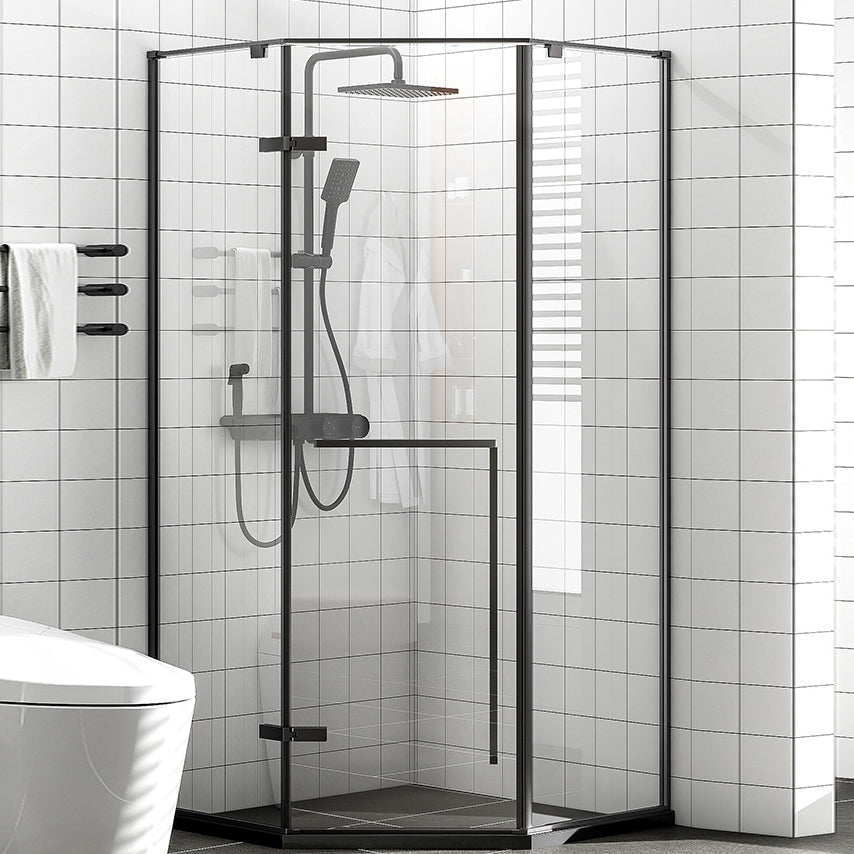 Neo-Angle Tempered Glass Shower Enclosure Black Framed Shower Enclosure Left Clearhalo 'Bathroom Remodel & Bathroom Fixtures' 'Home Improvement' 'home_improvement' 'home_improvement_shower_stalls_enclosures' 'Shower Stalls & Enclosures' 'shower_stalls_enclosures' 'Showers & Bathtubs' 7327605
