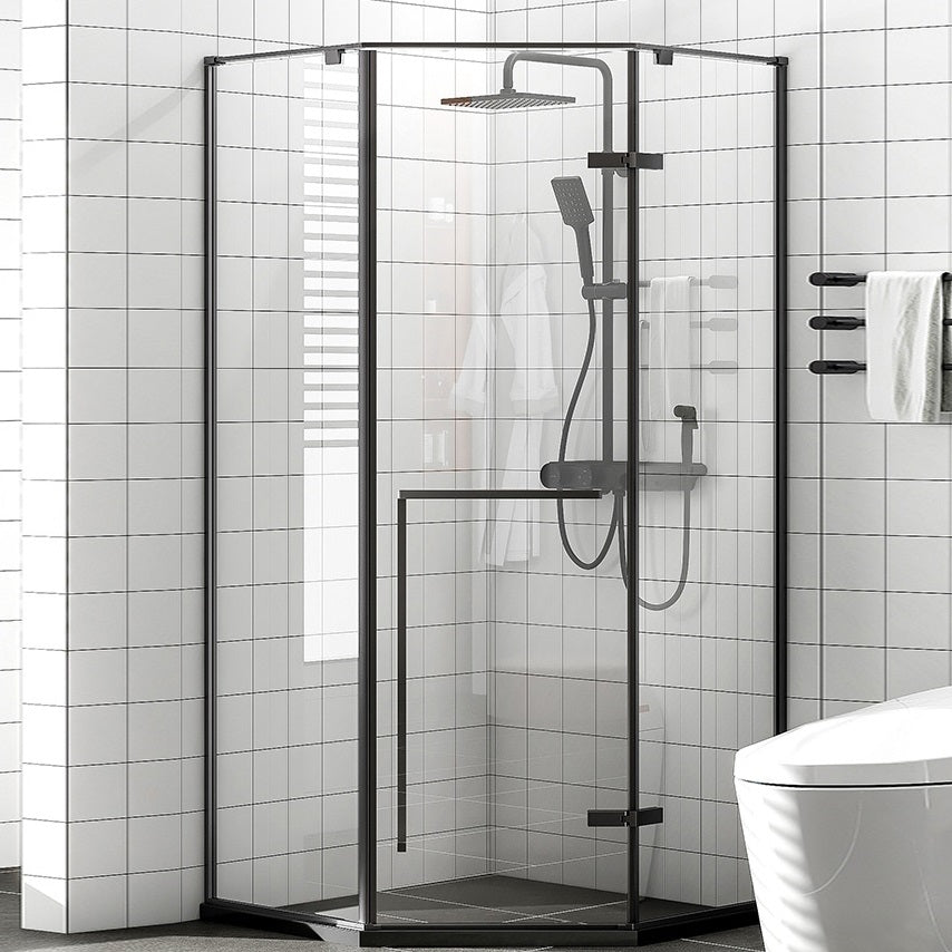 Neo-Angle Tempered Glass Shower Enclosure Black Framed Shower Enclosure Right Clearhalo 'Bathroom Remodel & Bathroom Fixtures' 'Home Improvement' 'home_improvement' 'home_improvement_shower_stalls_enclosures' 'Shower Stalls & Enclosures' 'shower_stalls_enclosures' 'Showers & Bathtubs' 7327606