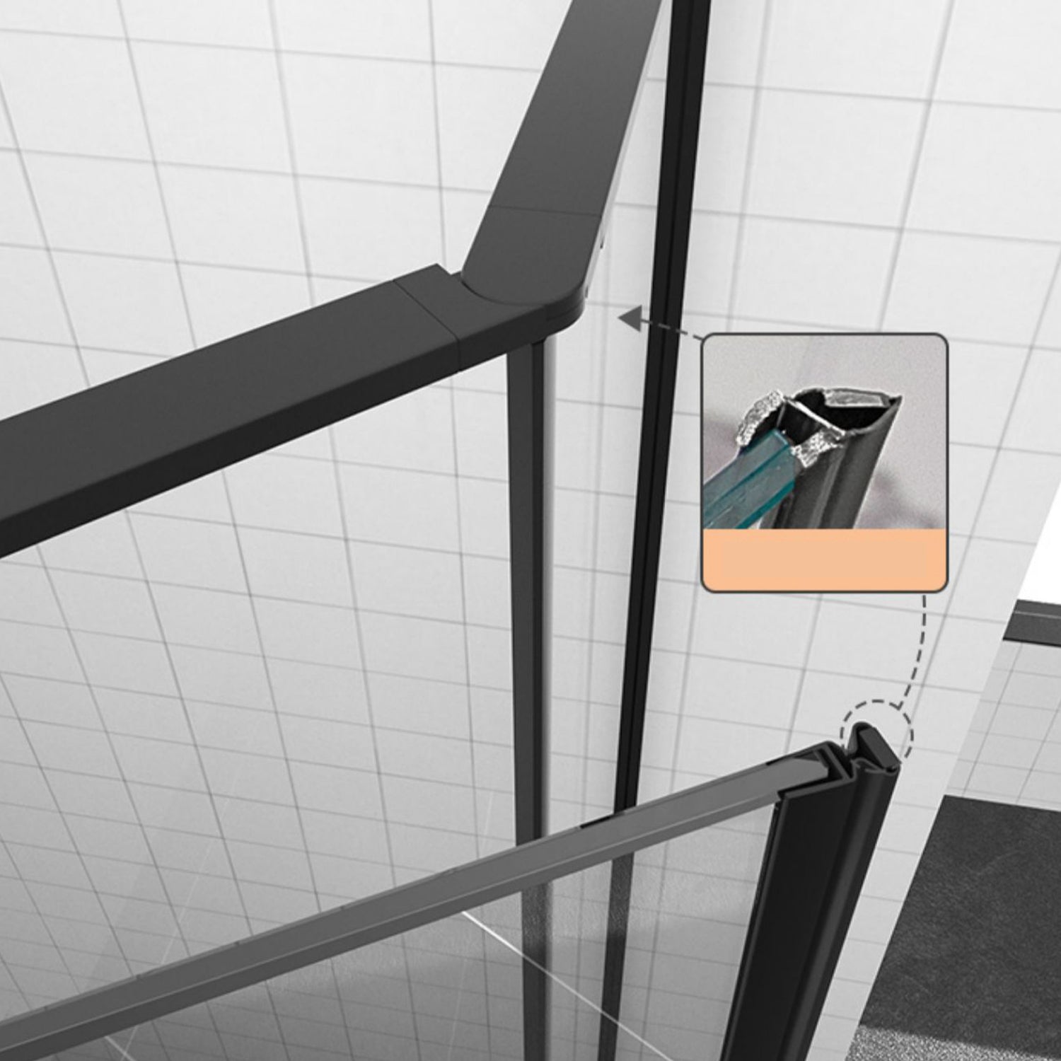 Neo-Angle Tempered Glass Shower Enclosure Black Framed Shower Enclosure Clearhalo 'Bathroom Remodel & Bathroom Fixtures' 'Home Improvement' 'home_improvement' 'home_improvement_shower_stalls_enclosures' 'Shower Stalls & Enclosures' 'shower_stalls_enclosures' 'Showers & Bathtubs' 7327613