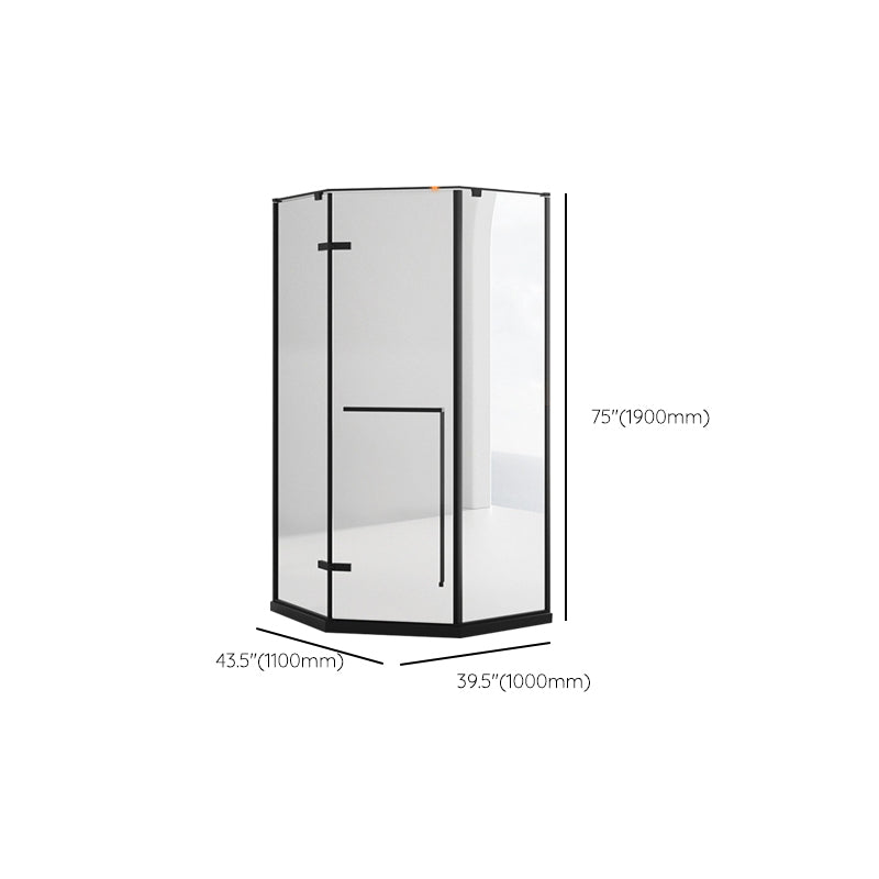 Neo-Angle Tempered Glass Shower Enclosure Black Framed Shower Enclosure Clearhalo 'Bathroom Remodel & Bathroom Fixtures' 'Home Improvement' 'home_improvement' 'home_improvement_shower_stalls_enclosures' 'Shower Stalls & Enclosures' 'shower_stalls_enclosures' 'Showers & Bathtubs' 7327623