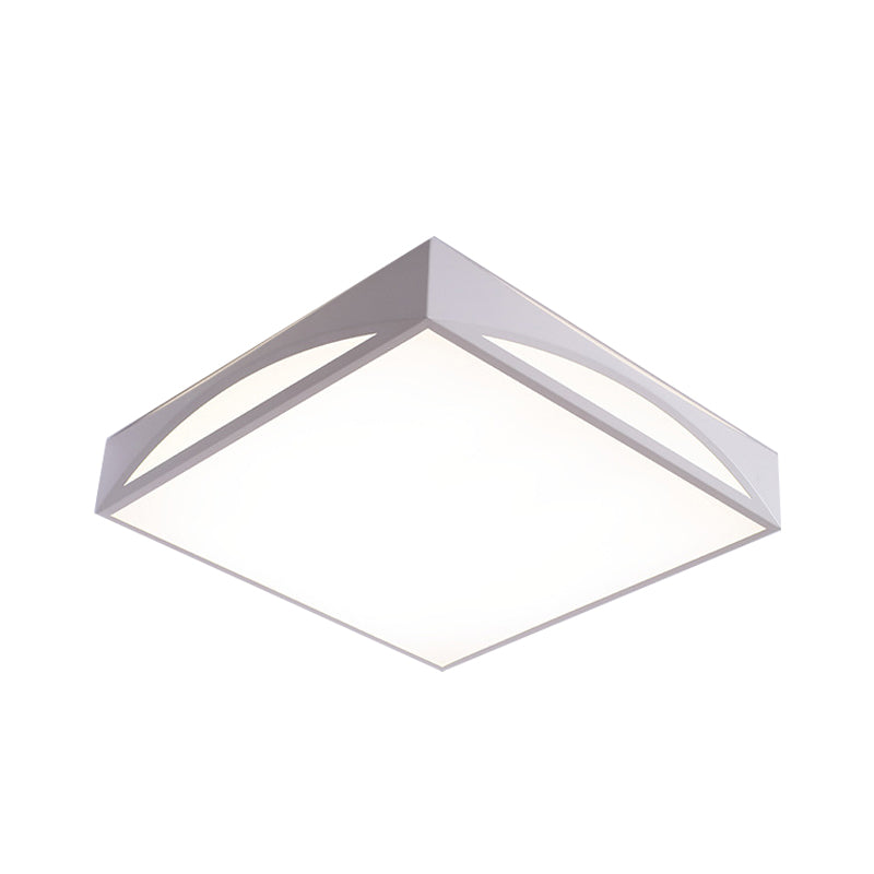 White/Black Squared Box Flush Mount Light Minimalist 18.5"/22.5" W LED Metallic Ceiling Lamp in White/Warm Light Clearhalo 'Ceiling Lights' 'Close To Ceiling Lights' 'Close to ceiling' 'Flush mount' Lighting' 732763