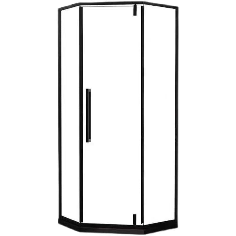 Neo-Angle Framed Shower Enclosure Black Tempered Glass Framed Shower Clearhalo 'Bathroom Remodel & Bathroom Fixtures' 'Home Improvement' 'home_improvement' 'home_improvement_shower_stalls_enclosures' 'Shower Stalls & Enclosures' 'shower_stalls_enclosures' 'Showers & Bathtubs' 7327633