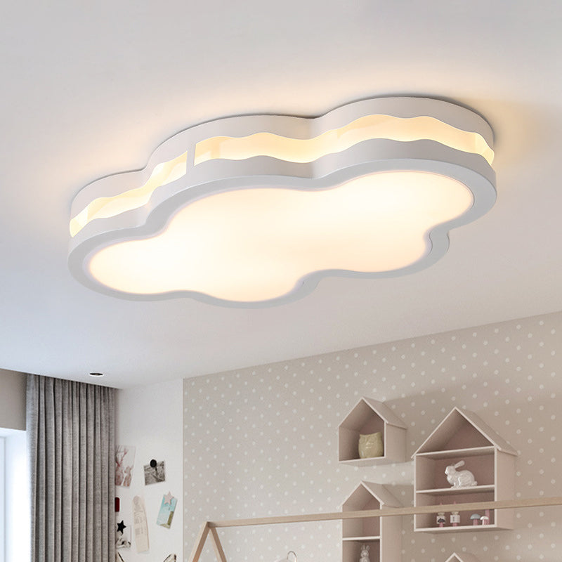 White Cloud Flush Mount Lighting Contemporary LED Iron Close to Ceiling Lamp in Warm/White Light for Children Bedroom, 26"/22.5" W White Clearhalo 'Ceiling Lights' 'Close To Ceiling Lights' 'Close to ceiling' 'Flush mount' Lighting' 732770