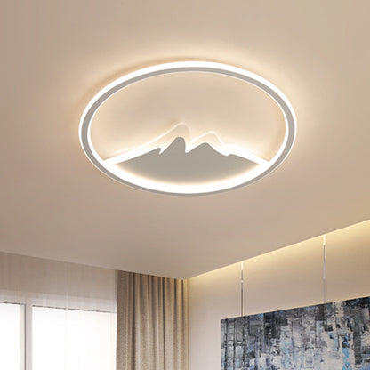 17"/21"/25" W LED Bedroom Flushmount Modern White Ceiling Mounted Fixture with Ring and Mountain Acrylic Shade in White/Warm Light White Clearhalo 'Ceiling Lights' 'Close To Ceiling Lights' 'Close to ceiling' 'Flush mount' Lighting' 732782