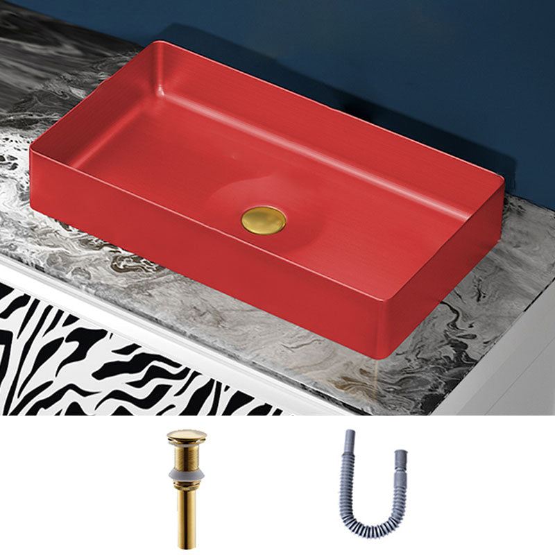 Modern Bathroom Sink with Pop-Up Drain Rectangular Metal Vessel Bathroom Sink Unavailiable Sink Clearhalo 'Bathroom Remodel & Bathroom Fixtures' 'Bathroom Sinks & Faucet Components' 'Bathroom Sinks' 'bathroom_sink' 'Home Improvement' 'home_improvement' 'home_improvement_bathroom_sink' 7327859