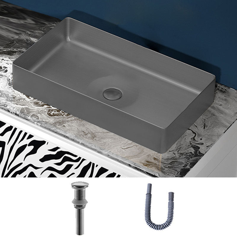 Modern Bathroom Sink with Pop-Up Drain Rectangular Metal Vessel Bathroom Sink Gun Grey Unavailiable Sink Clearhalo 'Bathroom Remodel & Bathroom Fixtures' 'Bathroom Sinks & Faucet Components' 'Bathroom Sinks' 'bathroom_sink' 'Home Improvement' 'home_improvement' 'home_improvement_bathroom_sink' 7327863