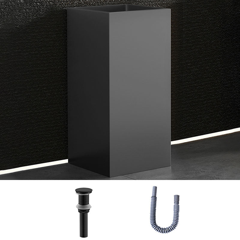 Contemporary Bathroom Sink with Pop-Up Drain Rectangular Metal Pedestal Bathroom Sink Black Unavailiable Sink Clearhalo 'Bathroom Remodel & Bathroom Fixtures' 'Bathroom Sinks & Faucet Components' 'Bathroom Sinks' 'bathroom_sink' 'Home Improvement' 'home_improvement' 'home_improvement_bathroom_sink' 7327869