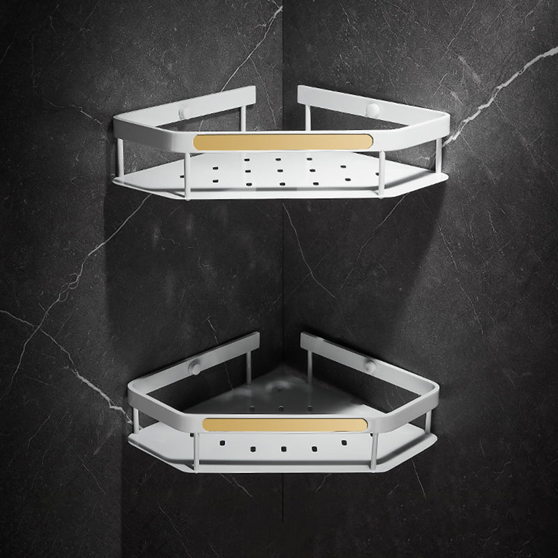 Matte White 3-Piece Modern Bathroom Accessory Set, Bath Shelf White Gold 2 Piece Set Clearhalo 'Bathroom Hardware Sets' 'Bathroom Hardware' 'Bathroom Remodel & Bathroom Fixtures' 'bathroom_hardware_sets' 'Home Improvement' 'home_improvement' 'home_improvement_bathroom_hardware_sets' 7328129