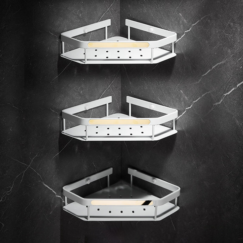 Matte White 3-Piece Modern Bathroom Accessory Set, Bath Shelf White Gold 3 Piece Set Clearhalo 'Bathroom Hardware Sets' 'Bathroom Hardware' 'Bathroom Remodel & Bathroom Fixtures' 'bathroom_hardware_sets' 'Home Improvement' 'home_improvement' 'home_improvement_bathroom_hardware_sets' 7328131