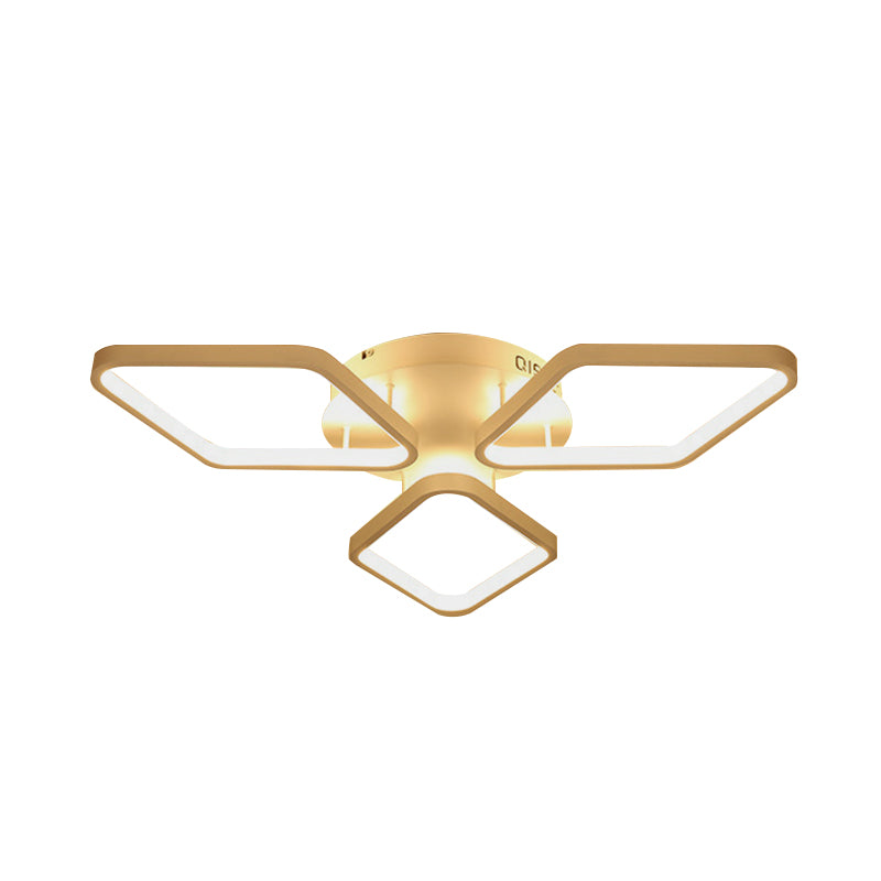 White Rhombus Ceiling Flush Mount Modern LED Acrylic Semi Flushmount Lighting in White/Warm Light, 20"/21" Wide Clearhalo 'Ceiling Lights' 'Close To Ceiling Lights' 'Close to ceiling' 'Semi-flushmount' Lighting' 732817