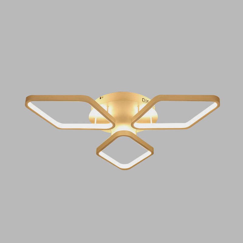 White Rhombus Ceiling Flush Mount Modern LED Acrylic Semi Flushmount Lighting in White/Warm Light, 20"/21" Wide Clearhalo 'Ceiling Lights' 'Close To Ceiling Lights' 'Close to ceiling' 'Semi-flushmount' Lighting' 732818