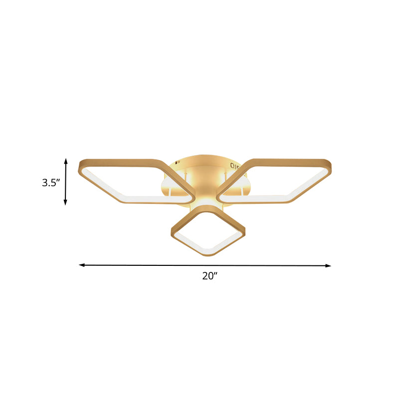 White Rhombus Ceiling Flush Mount Modern LED Acrylic Semi Flushmount Lighting in White/Warm Light, 20"/21" Wide Clearhalo 'Ceiling Lights' 'Close To Ceiling Lights' 'Close to ceiling' 'Semi-flushmount' Lighting' 732819