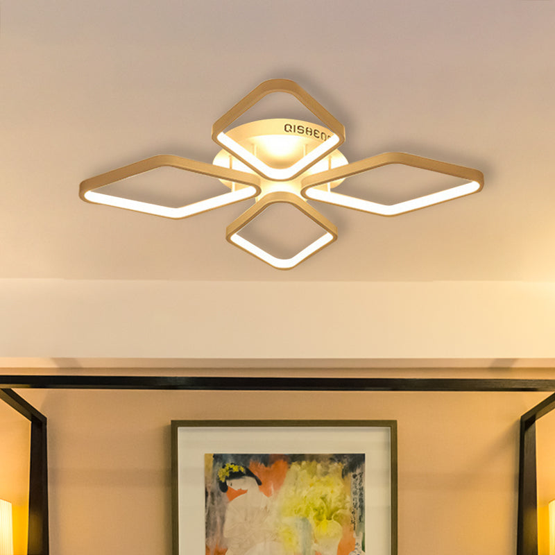 White Rhombus Ceiling Flush Mount Modern LED Acrylic Semi Flushmount Lighting in White/Warm Light, 20"/21" Wide Clearhalo 'Ceiling Lights' 'Close To Ceiling Lights' 'Close to ceiling' 'Semi-flushmount' Lighting' 732821