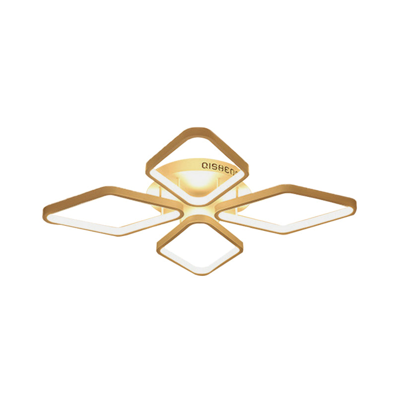 White Rhombus Ceiling Flush Mount Modern LED Acrylic Semi Flushmount Lighting in White/Warm Light, 20"/21" Wide Clearhalo 'Ceiling Lights' 'Close To Ceiling Lights' 'Close to ceiling' 'Semi-flushmount' Lighting' 732822