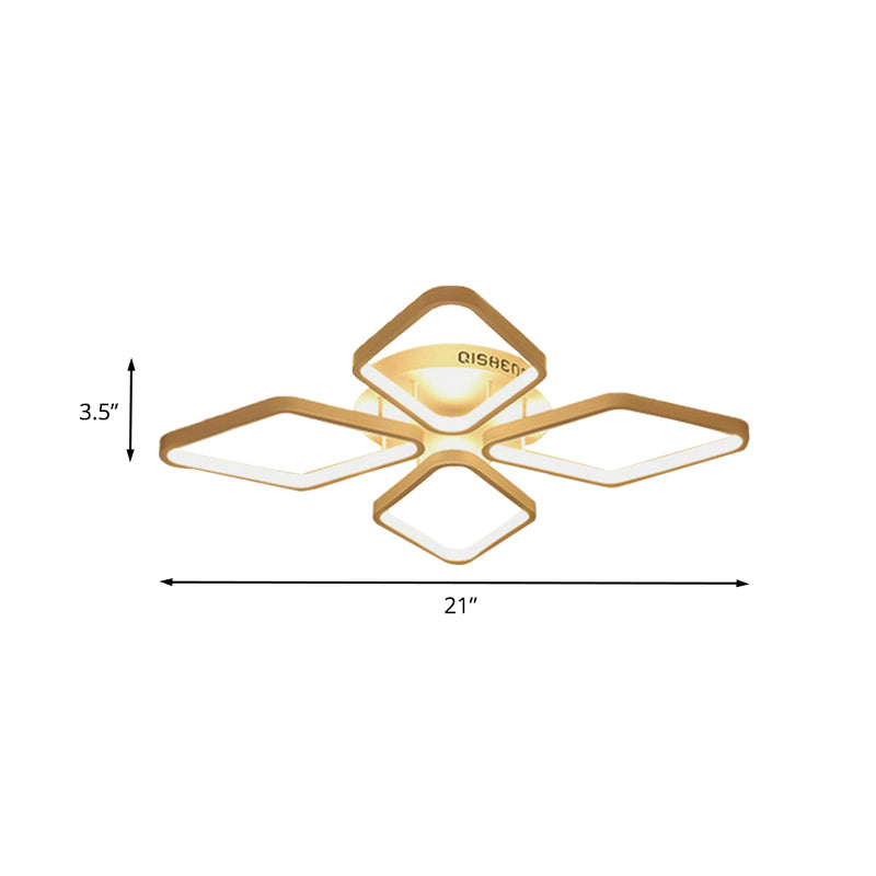 White Rhombus Ceiling Flush Mount Modern LED Acrylic Semi Flushmount Lighting in White/Warm Light, 20"/21" Wide Clearhalo 'Ceiling Lights' 'Close To Ceiling Lights' 'Close to ceiling' 'Semi-flushmount' Lighting' 732823