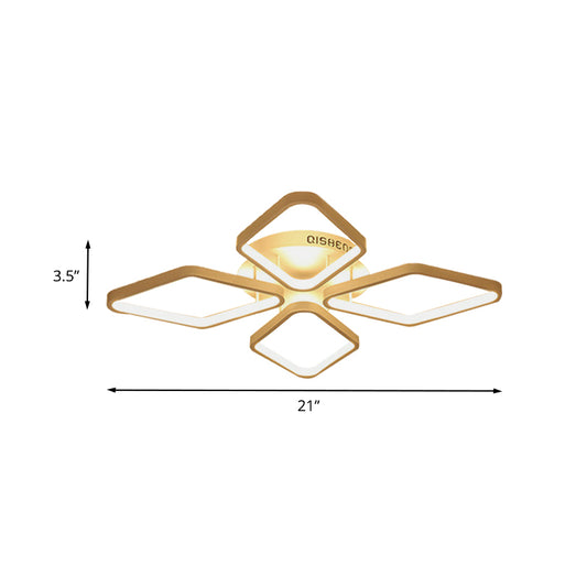 White Rhombus Ceiling Flush Mount Modern LED Acrylic Semi Flushmount Lighting in White/Warm Light, 20"/21" Wide Clearhalo 'Ceiling Lights' 'Close To Ceiling Lights' 'Close to ceiling' 'Semi-flushmount' Lighting' 732823
