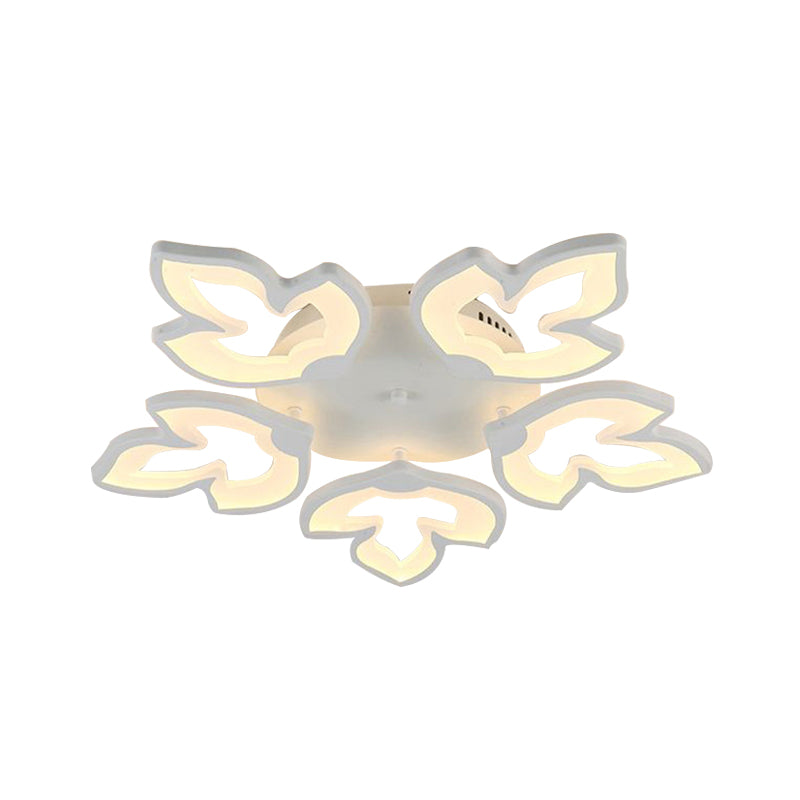 Acrylic Maple Leaves Semi Flush Mount Contemporary LED White Close to Ceiling Lamp in White/Warm Light Clearhalo 'Ceiling Lights' 'Close To Ceiling Lights' 'Close to ceiling' 'Flush mount' Lighting' 732842