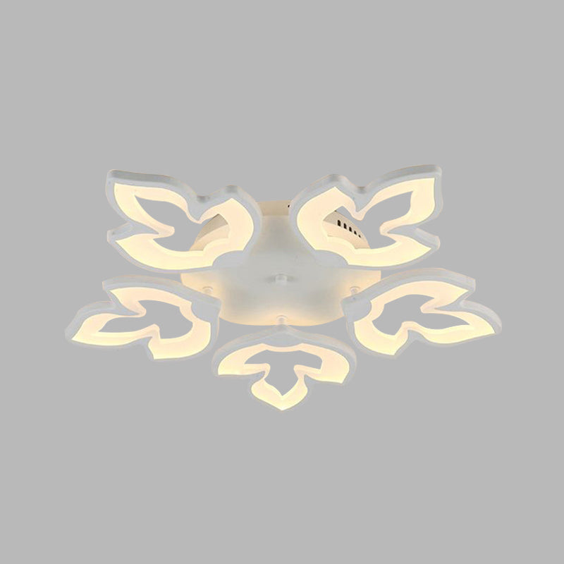Acrylic Maple Leaves Semi Flush Mount Contemporary LED White Close to Ceiling Lamp in White/Warm Light Clearhalo 'Ceiling Lights' 'Close To Ceiling Lights' 'Close to ceiling' 'Flush mount' Lighting' 732843