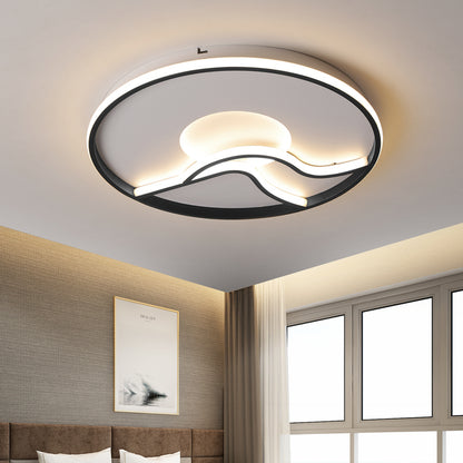Minimalist LED Flush Ceiling Light Black Finish Round Flush Mounted Lamp in White/Warm Light for Bedroom, 16.5"/20.5" Wide Black Clearhalo 'Ceiling Lights' 'Close To Ceiling Lights' 'Close to ceiling' 'Flush mount' Lighting' 732865