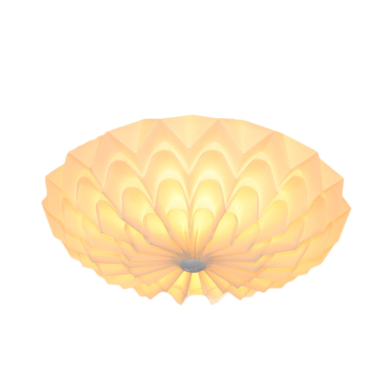 3 Heads Bedroom Flush Mount Light Fixture Modernist White Finish Flush Lamp with Folding Bowl Acrylic Shade Clearhalo 'Ceiling Lights' 'Close To Ceiling Lights' 'Close to ceiling' 'Flush mount' Lighting' 732879