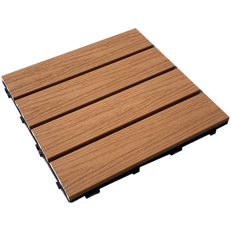 Snapping Patio Flooring Tiles Striped Pattern Tile Set Floor Board 12"L x 12"W x 1"H Teak Clearhalo 'Home Improvement' 'home_improvement' 'home_improvement_outdoor_deck_tiles_planks' 'Outdoor Deck Tiles & Planks' 'Outdoor Flooring & Tile' 'Outdoor Remodel' 'outdoor_deck_tiles_planks' 7328820