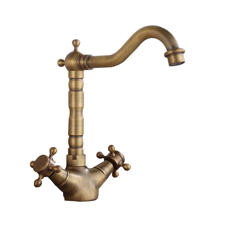 Traditional Kitchen Faucet Brass High Arc Gold Standard Kitchen Faucets with Double Handle 9.4" Clearhalo 'Home Improvement' 'home_improvement' 'home_improvement_kitchen_faucets' 'Kitchen Faucets' 'Kitchen Remodel & Kitchen Fixtures' 'Kitchen Sinks & Faucet Components' 'kitchen_faucets' 7328837