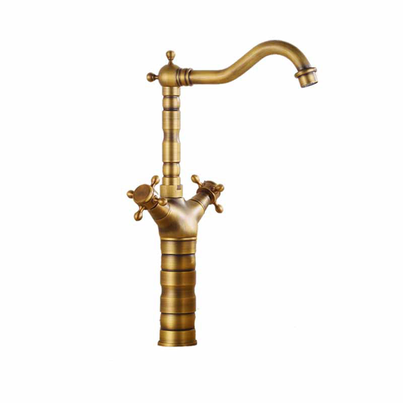 Traditional Kitchen Faucet Brass High Arc Gold Standard Kitchen Faucets with Double Handle 15" Clearhalo 'Home Improvement' 'home_improvement' 'home_improvement_kitchen_faucets' 'Kitchen Faucets' 'Kitchen Remodel & Kitchen Fixtures' 'Kitchen Sinks & Faucet Components' 'kitchen_faucets' 7328838