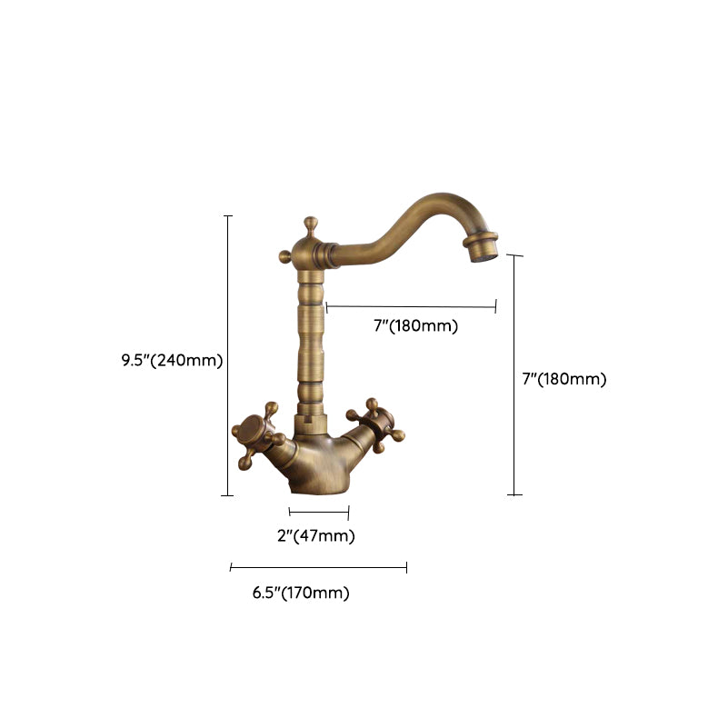 Traditional Kitchen Faucet Brass High Arc Gold Standard Kitchen Faucets with Double Handle Clearhalo 'Home Improvement' 'home_improvement' 'home_improvement_kitchen_faucets' 'Kitchen Faucets' 'Kitchen Remodel & Kitchen Fixtures' 'Kitchen Sinks & Faucet Components' 'kitchen_faucets' 7328848